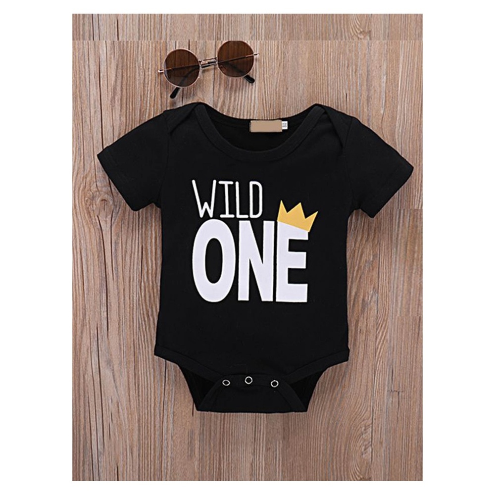 Black White Graphic Wild One Onsie Romper Baby